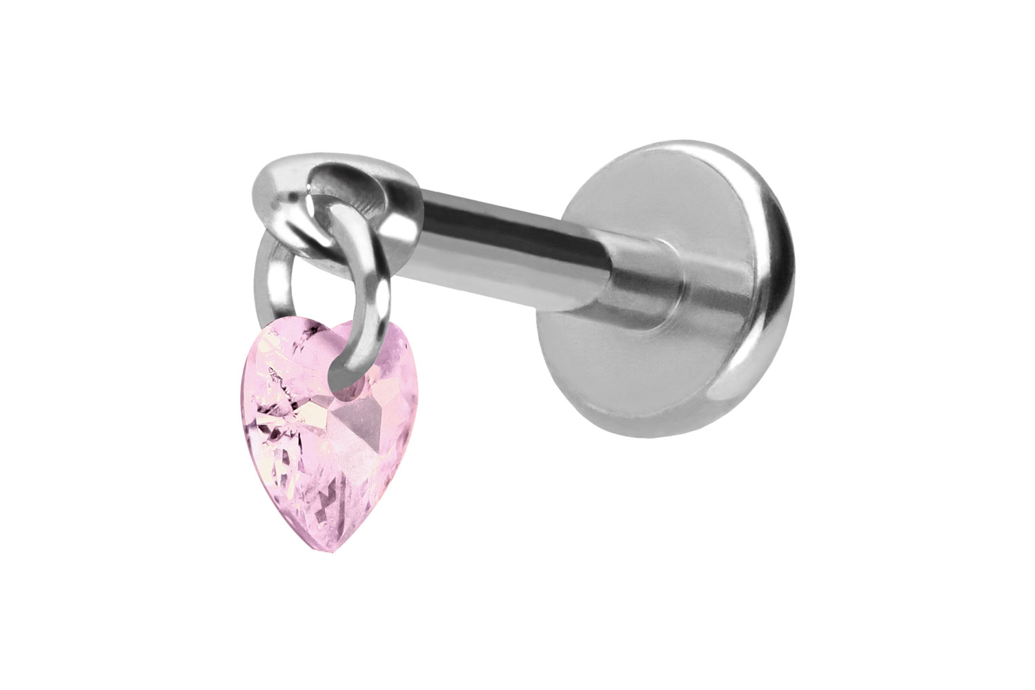 Titan Labret Piercing mit Push Fit KRISTALLHERZ